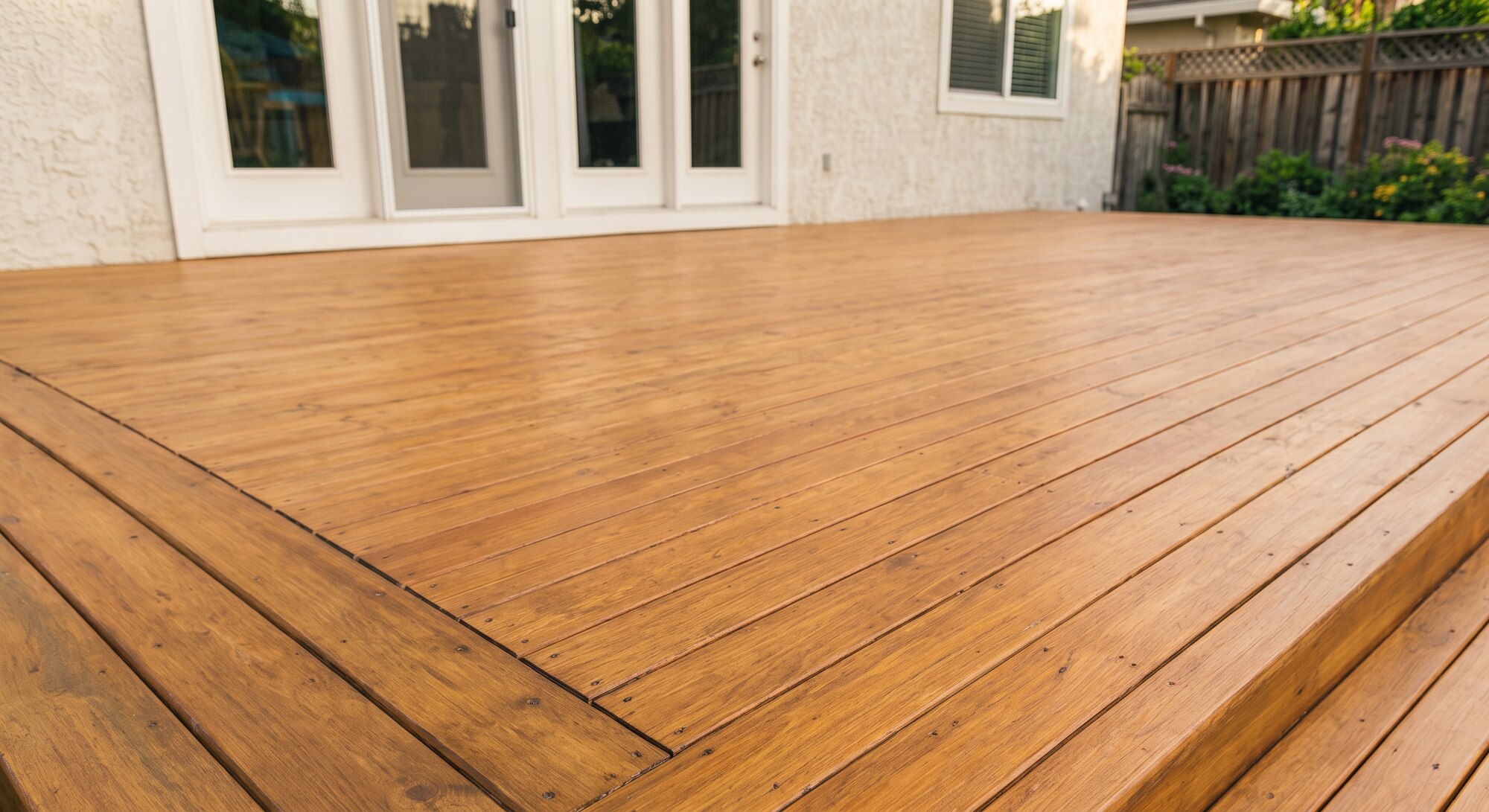 Freshly stained deck