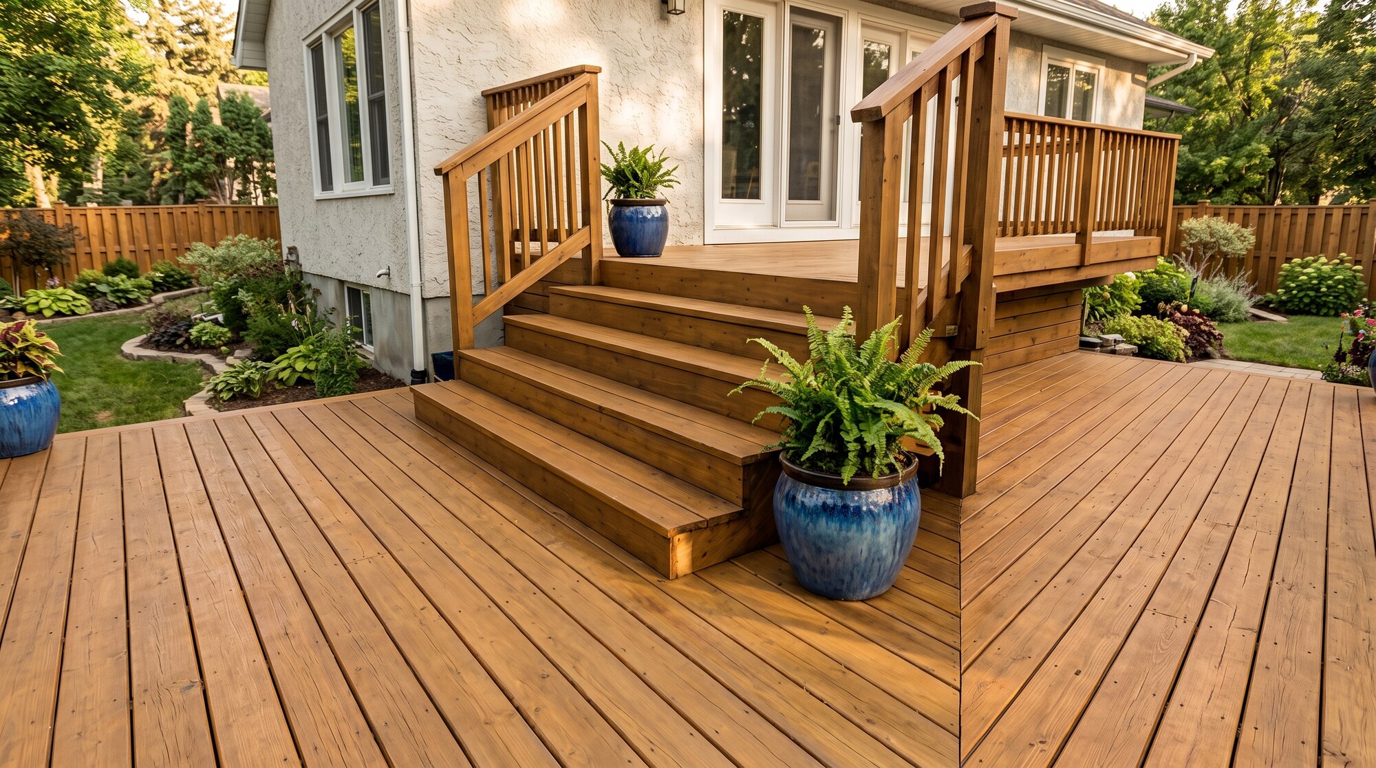 Restored wood deck
