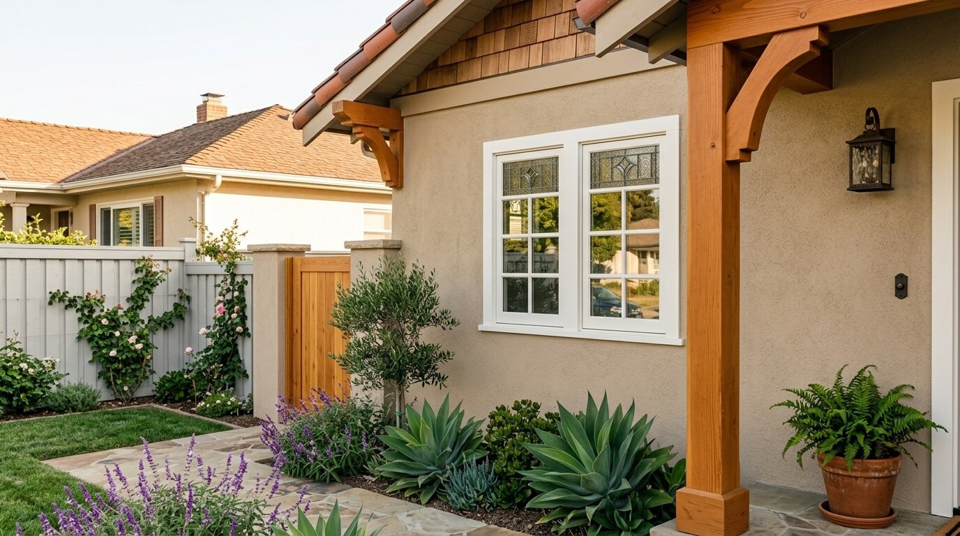 Freshly painted stucco exterior