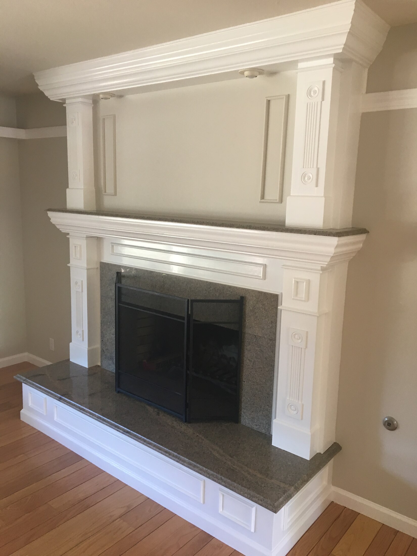 Freshly painted trim and baseboards